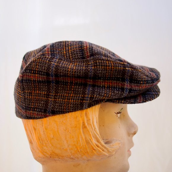 vtg SEIFTER Plaid Cabbie Ivy League Newsboy Hat Cap Snap Brim Union Made M USA - Picture 2 of 8